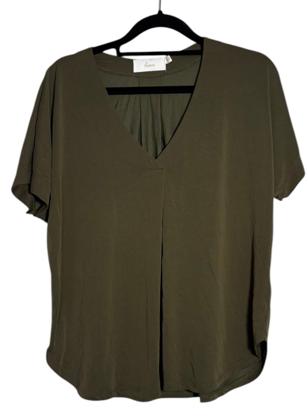Brave Relaxed V-Neck Blouse in Olive